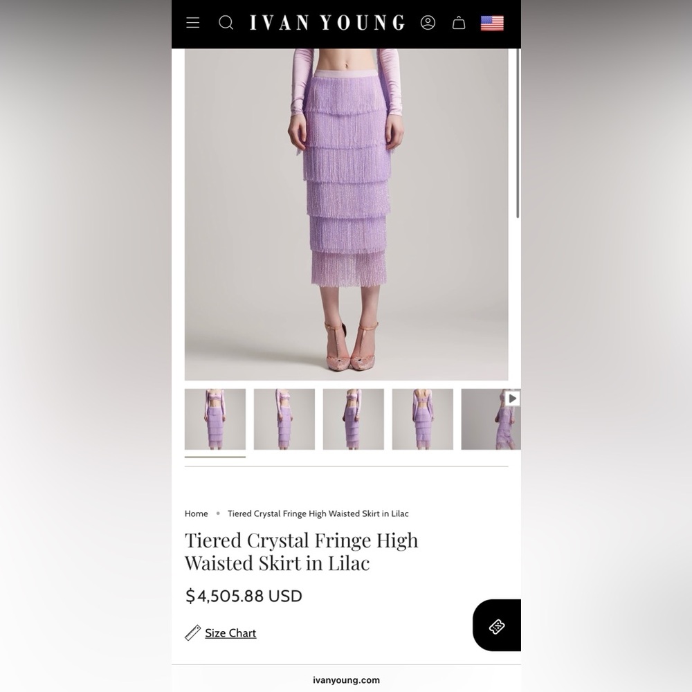Lilac Tiered Fringe Pencil Skirt and Bow Top